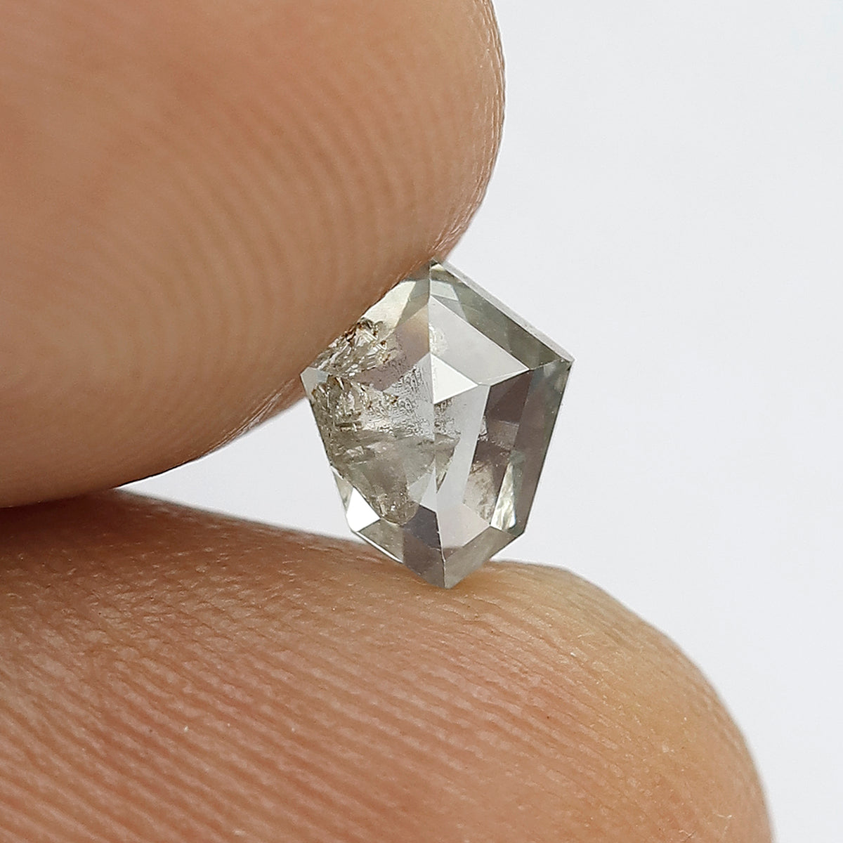 0.75 CT Misty White Transparent Unique Shield Shape Salt and Pepper Diamond Perfect For Making Vintage Jewelry