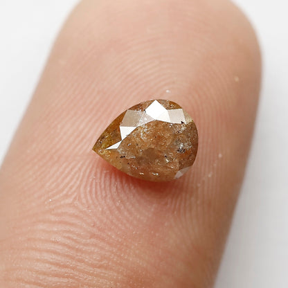 0.97 CT 7 MM Pear Shape Loose Natural Diamond Reddish Brown Color Rustic Diamond For Engagement Ring