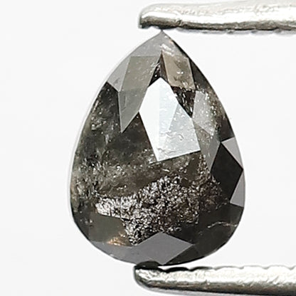0.72 CT Pear Shape Earth Mined Diamond, Natural Gray Black Salt and Pepper Loose Diamond for Bridal Ring and Custom Jewelry