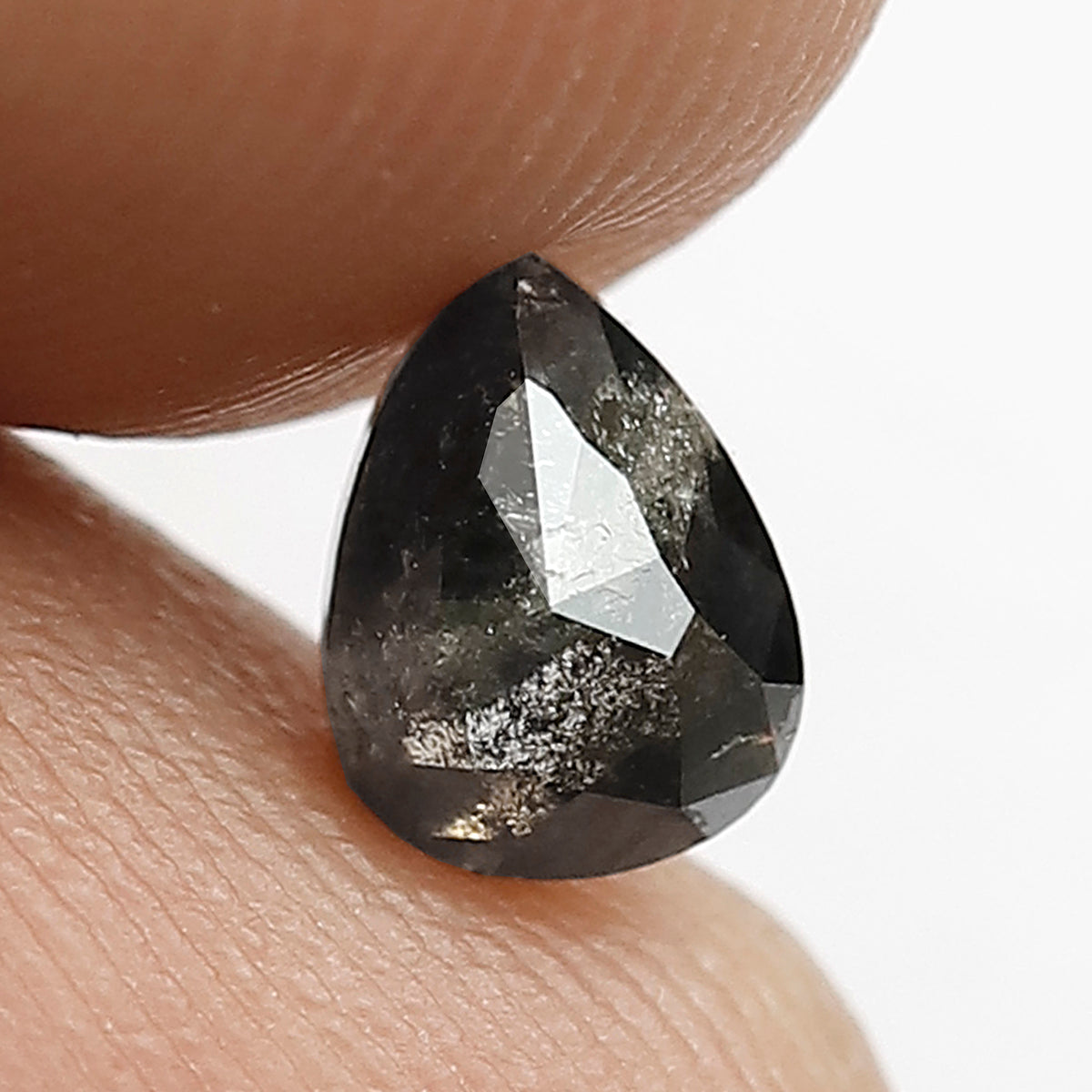 0.72 CT Pear Shape Earth Mined Diamond, Natural Gray Black Salt and Pepper Loose Diamond for Bridal Ring and Custom Jewelry