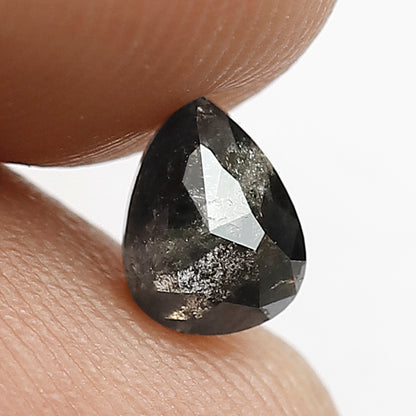 0.72 CT Pear Shape Earth Mined Diamond, Natural Gray Black Salt and Pepper Loose Diamond for Bridal Ring and Custom Jewelry