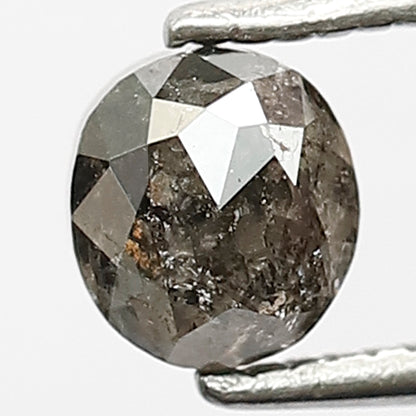 0.80 CT Oval Shape Salt and Pepper Diamond, Natural Gray Black Loose Diamond, Earth Mined Stone for Bridal Ring