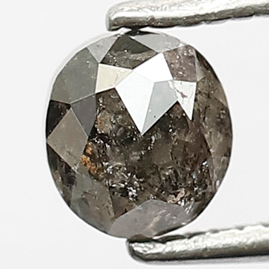 0.80 CT Oval Shape Salt and Pepper Diamond, Natural Gray Black Loose Diamond, Earth Mined Stone for Bridal Ring
