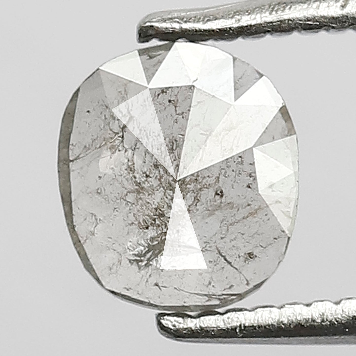 0.44 CT Oval Shape Grayish Black Natural Salt and Pepper Diamond Made For Unique Proposal Ring