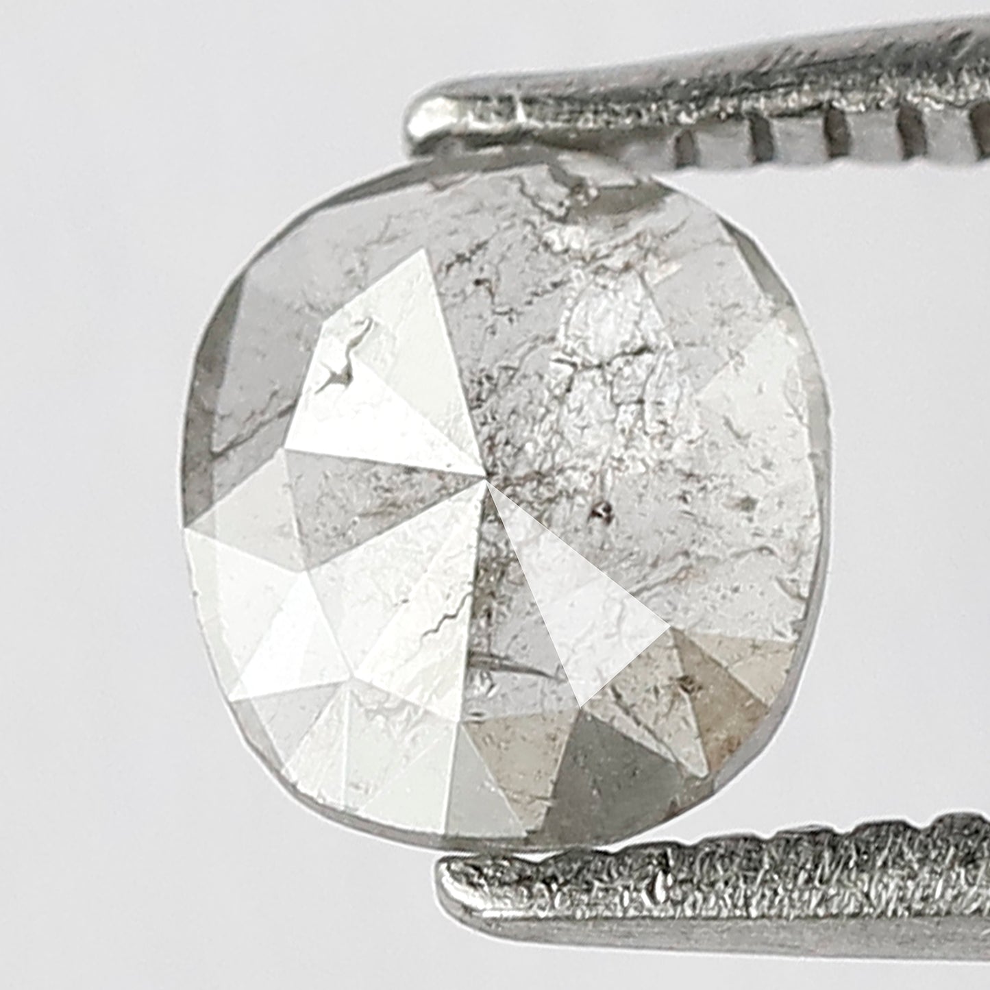 0.44 CT Oval Shape Grayish Black Natural Salt and Pepper Diamond Made For Unique Proposal Ring