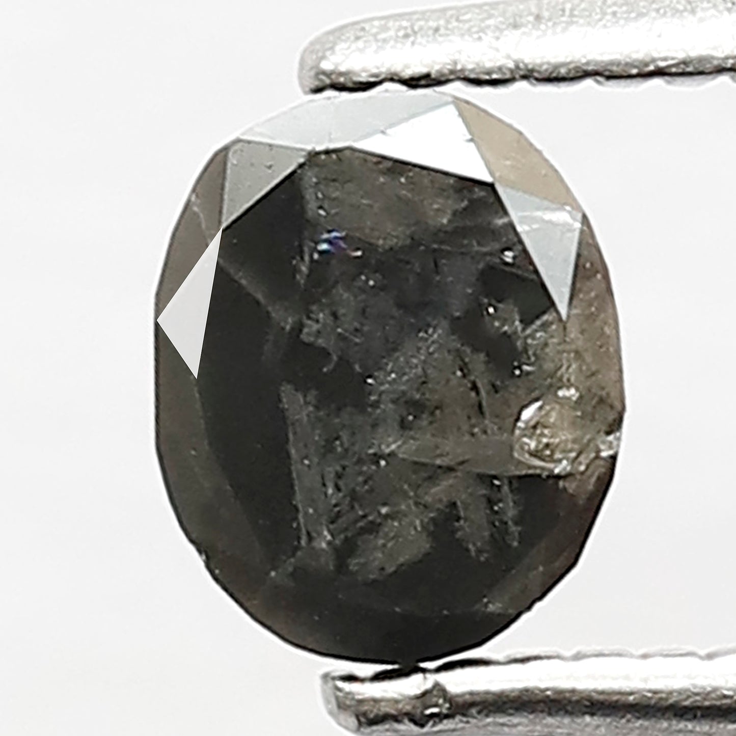 0.37 CT Oval Shape Ethical Natural Diamond, 5.40 x 4.50 mm Gray Black Salt and Pepper Diamond For Wedding Ring