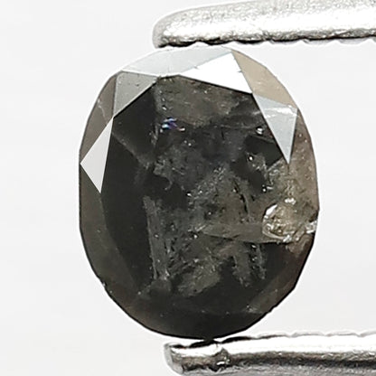 0.37 CT Oval Shape Ethical Natural Diamond, 5.40 x 4.50 mm Gray Black Salt and Pepper Diamond For Wedding Ring