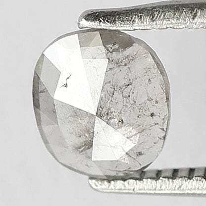 0.44 CT Oval Shape Grayish Black Natural Salt and Pepper Diamond Made For Unique Proposal Ring