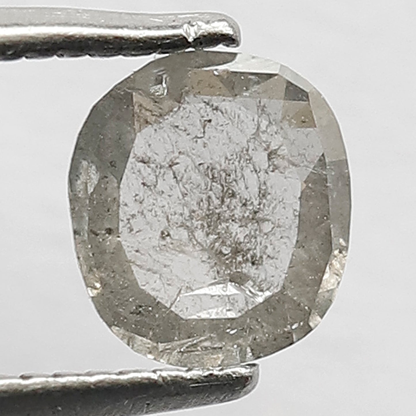 0.44 CT Oval Shape Grayish Black Natural Salt and Pepper Diamond Made For Unique Proposal Ring