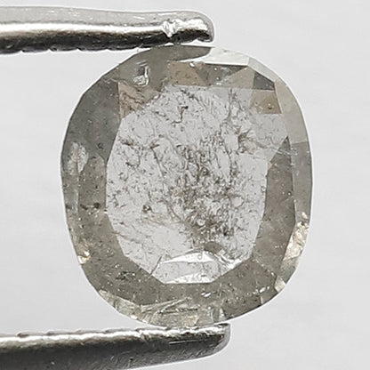 0.44 CT Oval Shape Grayish Black Natural Salt and Pepper Diamond Made For Unique Proposal Ring