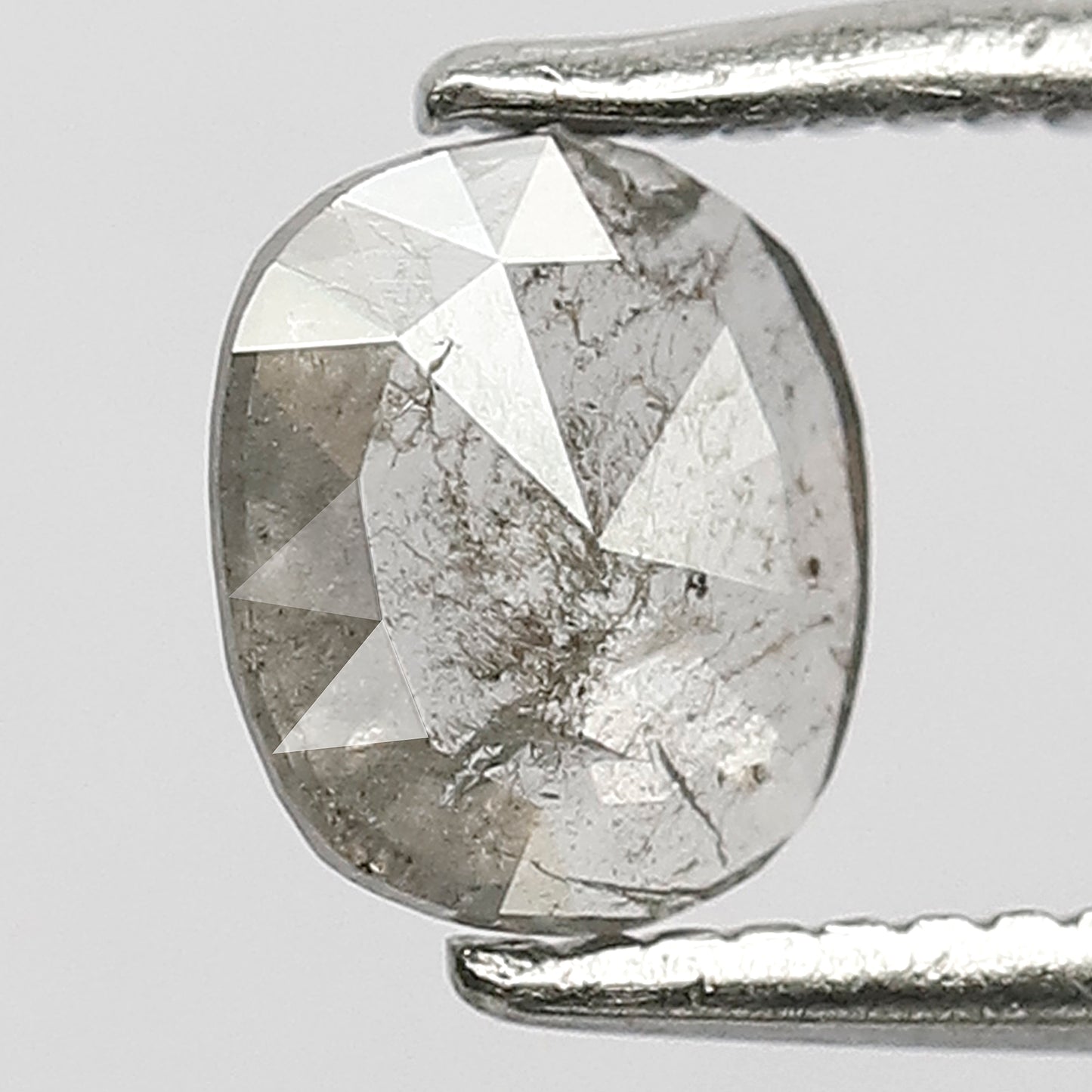 0.44 CT Oval Shape Grayish Black Natural Salt and Pepper Diamond Made For Unique Proposal Ring