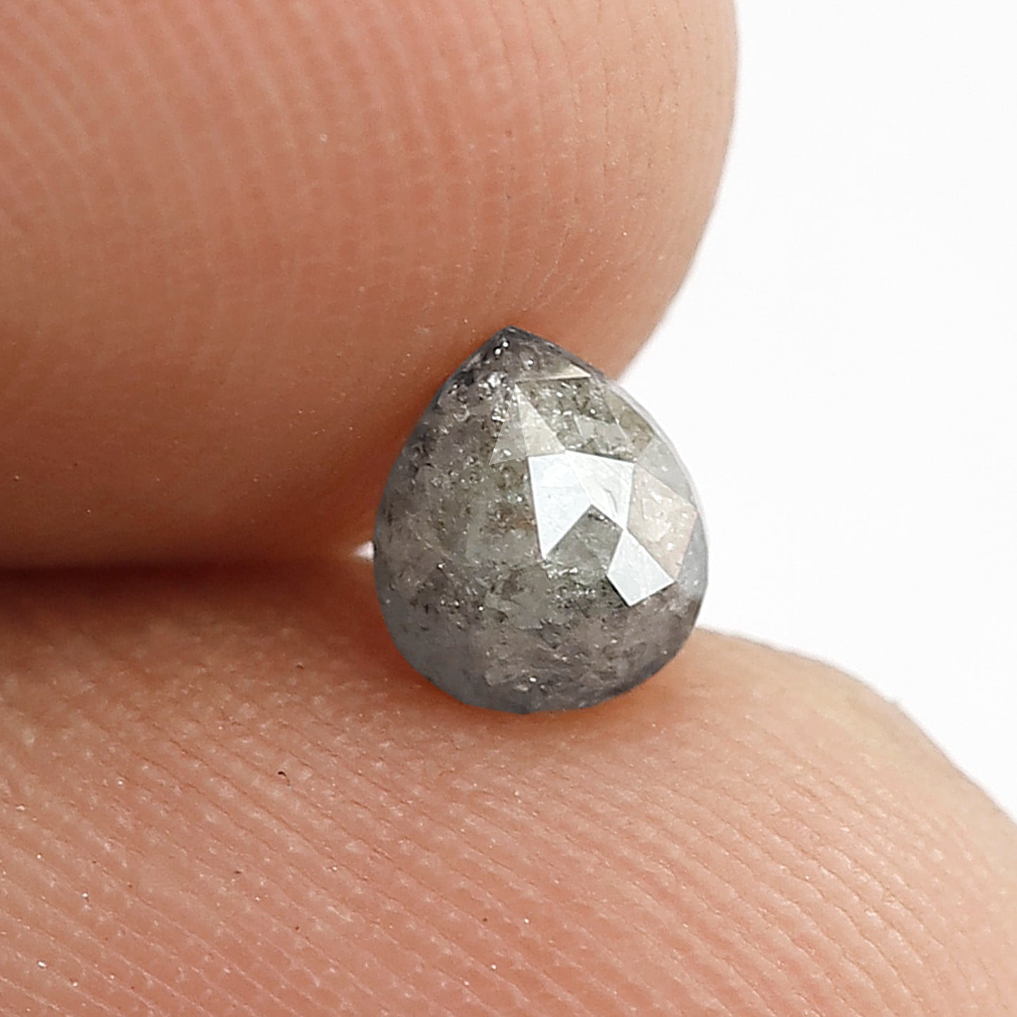 0.58 CT Conflict Free Pear Shape Diamond, Natural Gray Black Salt and Pepper Loose Diamond for Engagement and Wedding Ring