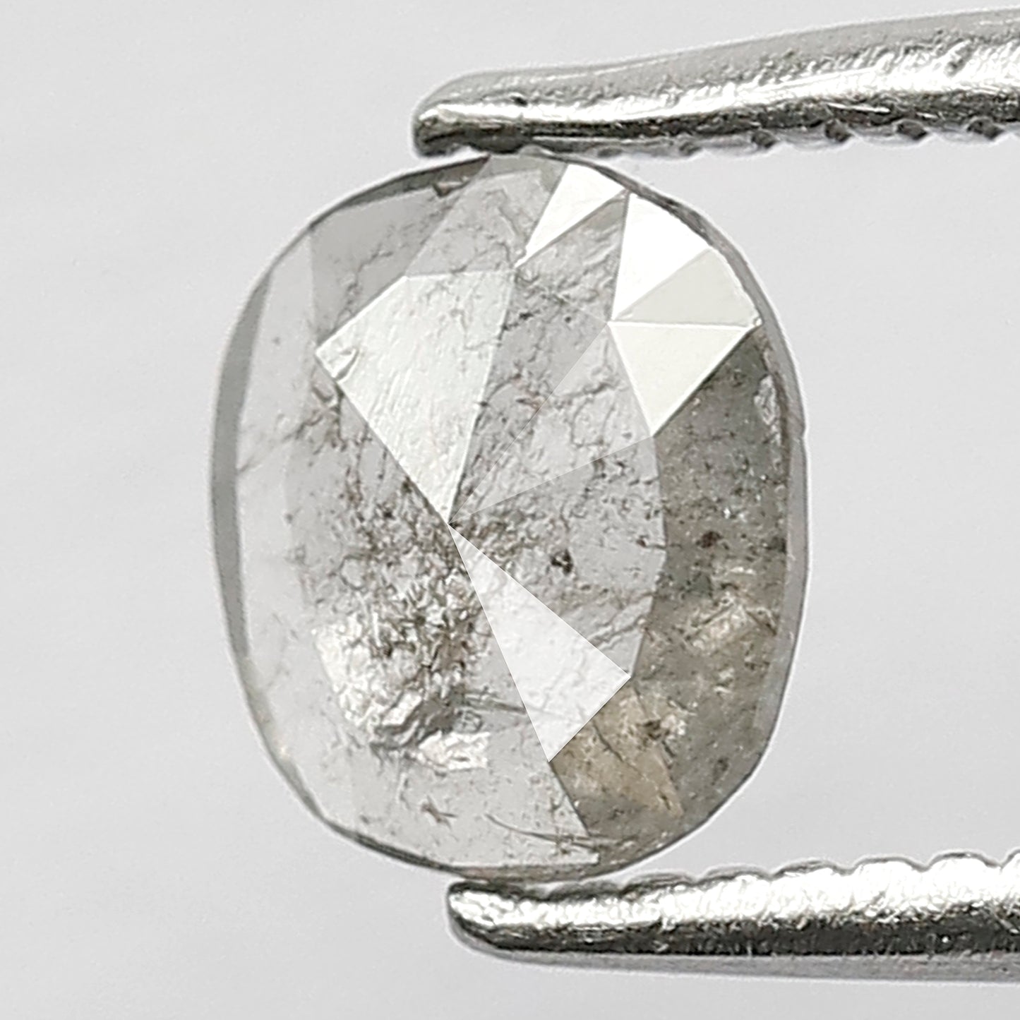 0.44 CT Oval Shape Grayish Black Natural Salt and Pepper Diamond Made For Unique Proposal Ring