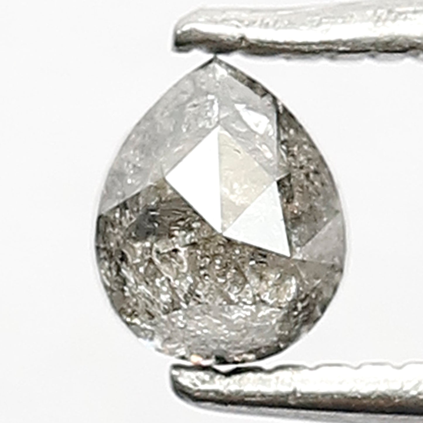 0.41 CT Natural Pear Cut Diamond, Gray Black Salt and Pepper Loose Diamond, Ethical Conflict Free Gem for Proposal Ring