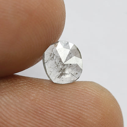 0.44 CT Oval Shape Grayish Black Natural Salt and Pepper Diamond Made For Unique Proposal Ring