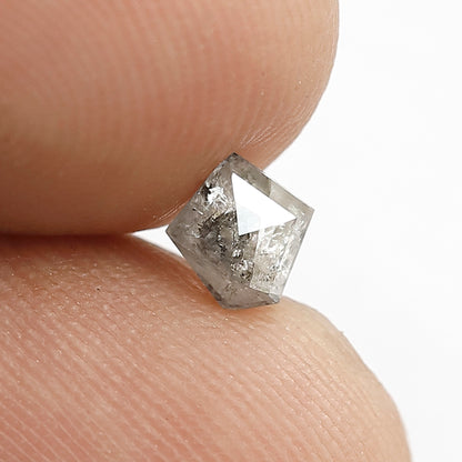 0.39 CT Natural Geometric cut Ethical Diamond, Gray Black Salt and Pepper Loose Diamond For Custom Pendant