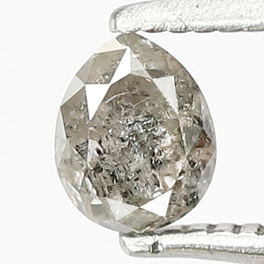 0.55 Ct Pear Shape Salt and Pepper Diamond, 5.00 x 4.00 mm Natural Gray Black Loose Diamond For Engagement Ring