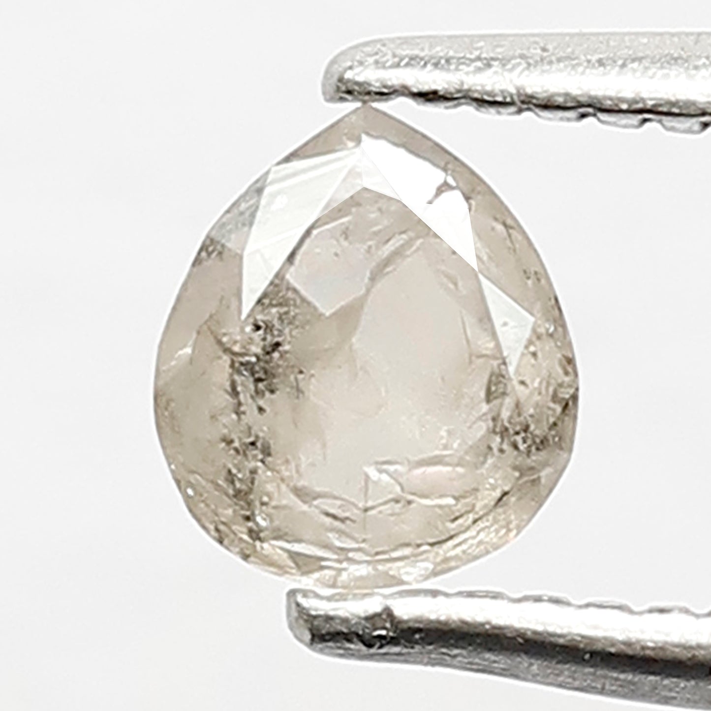 0.36 CT Translucent Pear Shape Loose Diamond, Natural Misty Gray White Salt and Pepper Diamond For Anniversary Ring