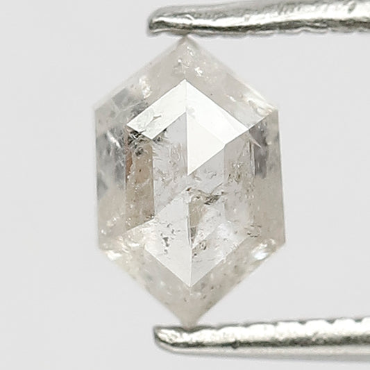 0.81 CT Splendid Translucent White Salt and Pepper Diamond , Natural Grayish Black Diamond ,Hexagon Shape Diamond Ideal For Wedding Ring