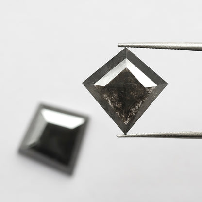 6.66 CT Pair Of Kite Shape Salt and Pepper Diamond 13.90 MM Natural Black Color Loose Natural Diamond For Jewelry