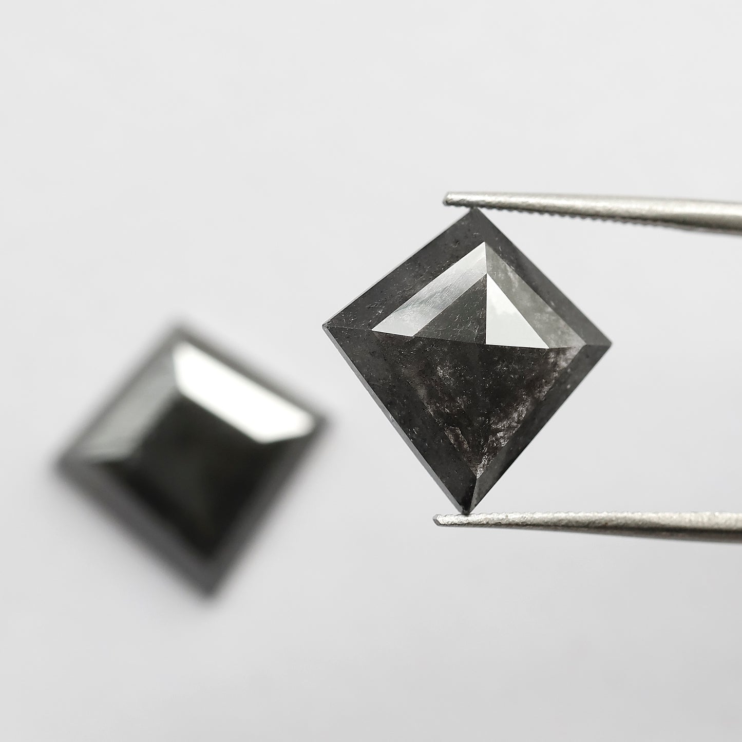 6.66 CT Pair Of Kite Shape Salt and Pepper Diamond 13.90 MM Natural Black Color Loose Natural Diamond For Jewelry