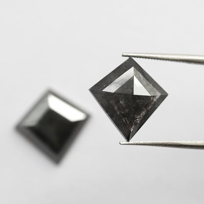 6.66 CT Pair Of Kite Shape Salt and Pepper Diamond 13.90 MM Natural Black Color Loose Natural Diamond For Jewelry
