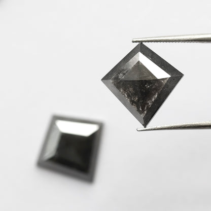 6.66 CT Pair Of Kite Shape Salt and Pepper Diamond 13.90 MM Natural Black Color Loose Natural Diamond For Jewelry