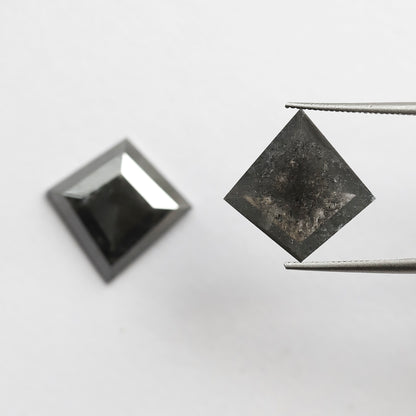 6.66 CT Pair Of Kite Shape Salt and Pepper Diamond 13.90 MM Natural Black Color Loose Natural Diamond For Jewelry