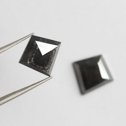 6.66 CT Pair Of Kite Shape Salt and Pepper Diamond 13.90 MM Natural Black Color Loose Natural Diamond For Jewelry