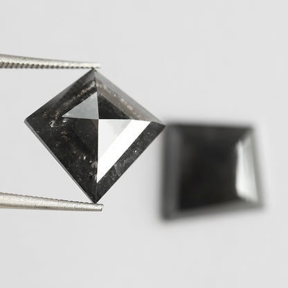 6.66 CT Pair Of Kite Shape Salt and Pepper Diamond 13.90 MM Natural Black Color Loose Natural Diamond For Jewelry