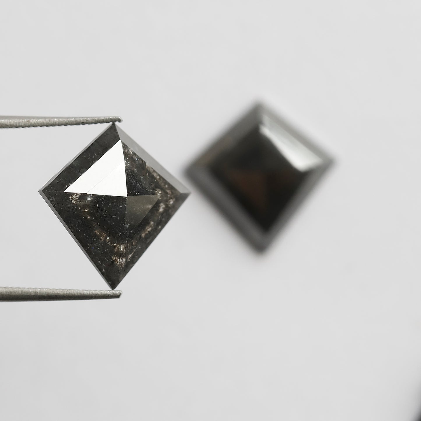 6.66 CT Pair Of Kite Shape Salt and Pepper Diamond 13.90 MM Natural Black Color Loose Natural Diamond For Jewelry
