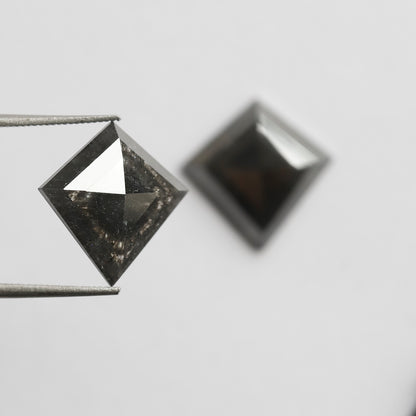 6.66 CT Pair Of Kite Shape Salt and Pepper Diamond 13.90 MM Natural Black Color Loose Natural Diamond For Jewelry