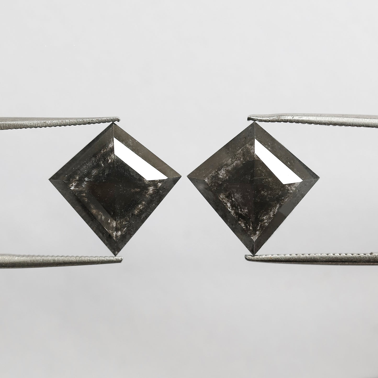6.66 CT Pair Of Kite Shape Salt and Pepper Diamond 13.90 MM Natural Black Color Loose Natural Diamond For Jewelry