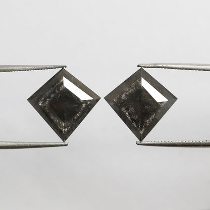 6.66 CT Pair Of Kite Shape Salt and Pepper Diamond 13.90 MM Natural Black Color Loose Natural Diamond For Jewelry