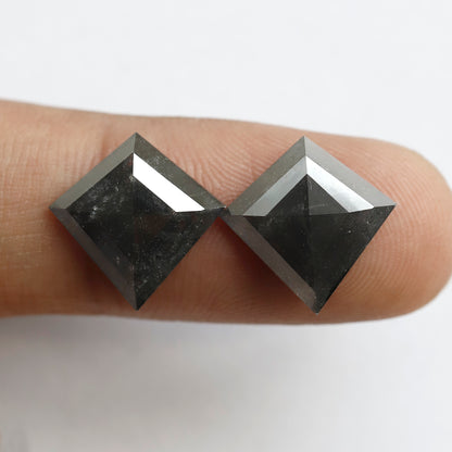 6.66 CT Pair Of Kite Shape Salt and Pepper Diamond 13.90 MM Natural Black Color Loose Natural Diamond For Jewelry