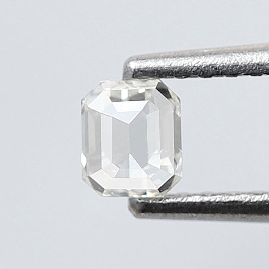Emerald Shape 0.21 Ct Rose Cut Diamond, Natural FG-SI Diamond, 3.8 mm Loose Stone for Delicate Wedding Ring