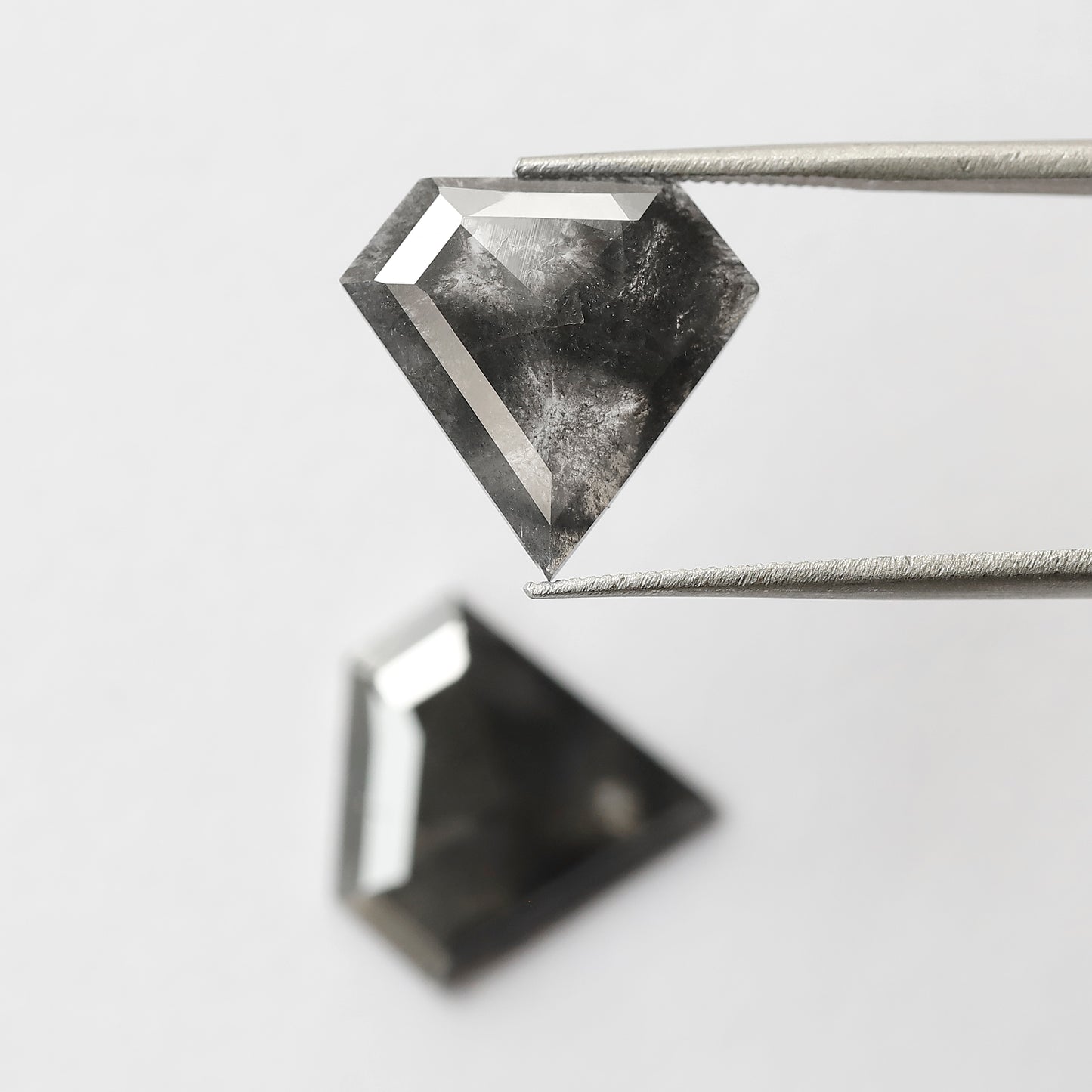 Pair Of 6.79 CT Diamond Shape Loose Natural 13.50 MM Dark Stormy Gray Color Salt and Pepper Diamond For Jewelry