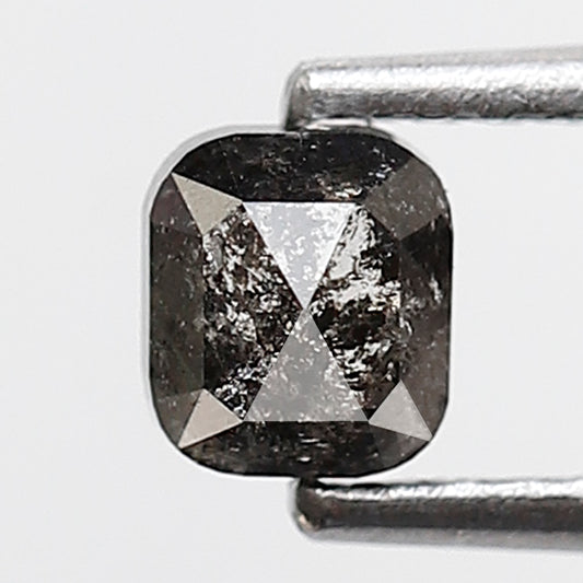 0.49 CT Cushion Shape Salt and Pepper Diamond 4.50 MM Natural Loose Diamond Grey Black Color Diamond