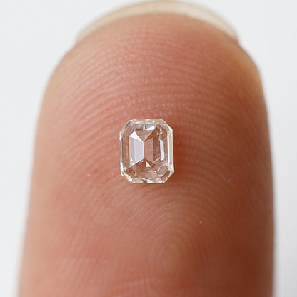 Emerald Shape 0.21 Ct Rose Cut Diamond, Natural FG-SI Diamond, 3.8 mm Loose Stone for Delicate Wedding Ring