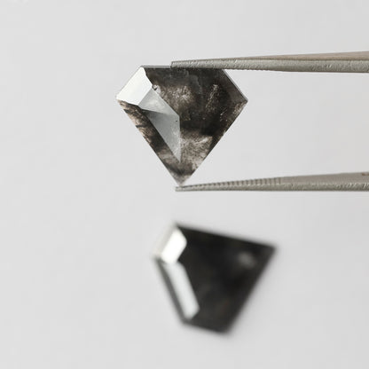 Pair Of 6.79 CT Diamond Shape Loose Natural 13.50 MM Dark Stormy Gray Color Salt and Pepper Diamond For Jewelry