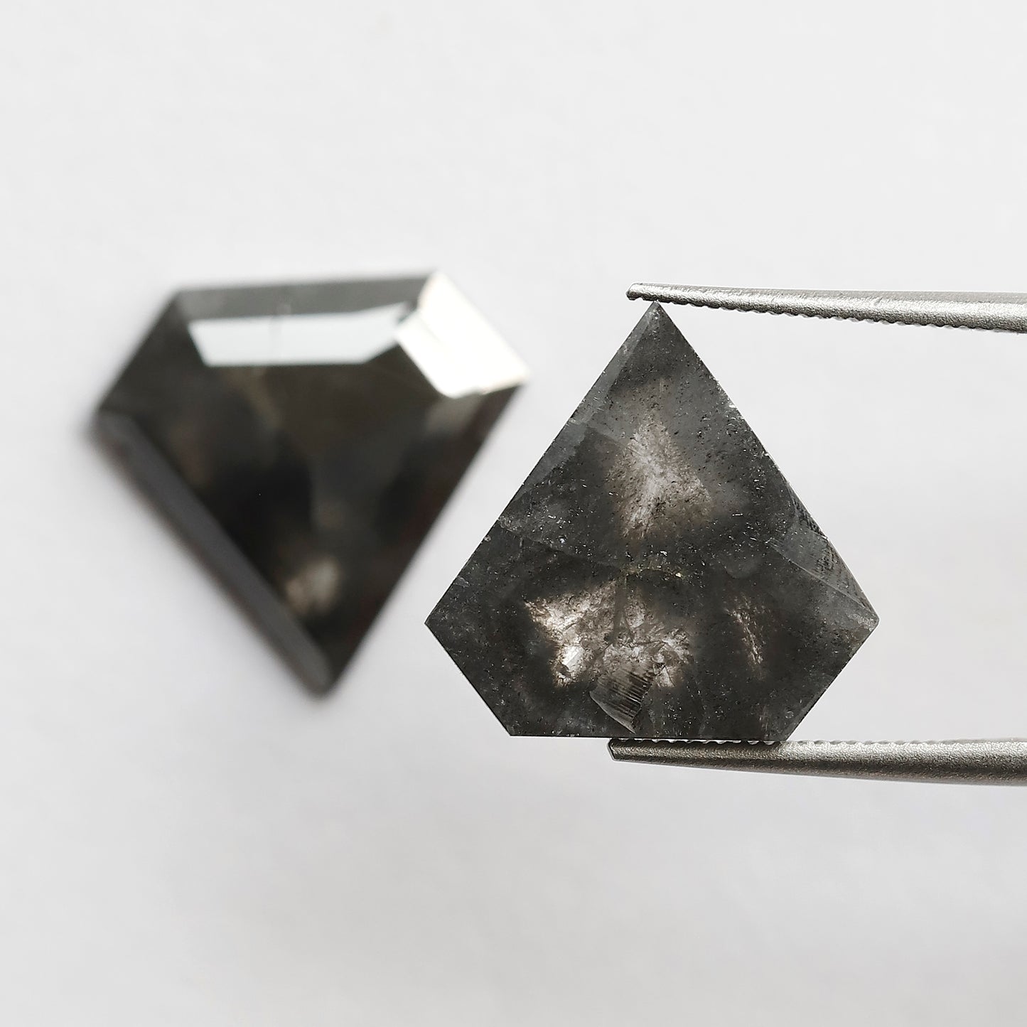 Pair Of 6.79 CT Diamond Shape Loose Natural 13.50 MM Dark Stormy Gray Color Salt and Pepper Diamond For Jewelry