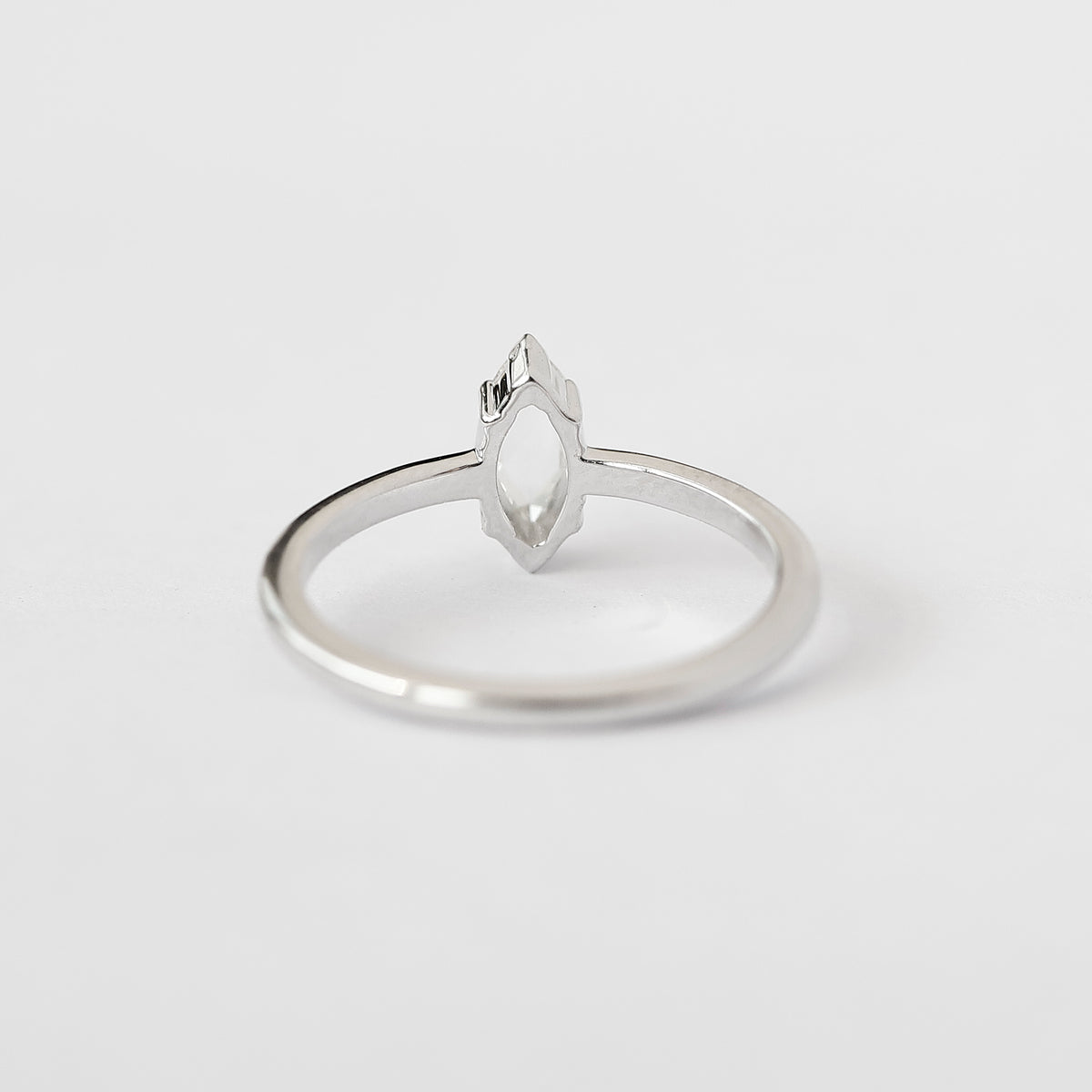 Marquise Rose Cut Diamond Solitaire Ring in 14K White Gold, 0.20 Ct Natural Diamond Ring