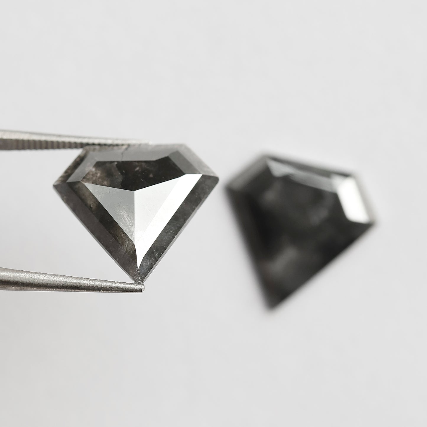 Pair Of 6.79 CT Diamond Shape Loose Natural 13.50 MM Dark Stormy Gray Color Salt and Pepper Diamond For Jewelry