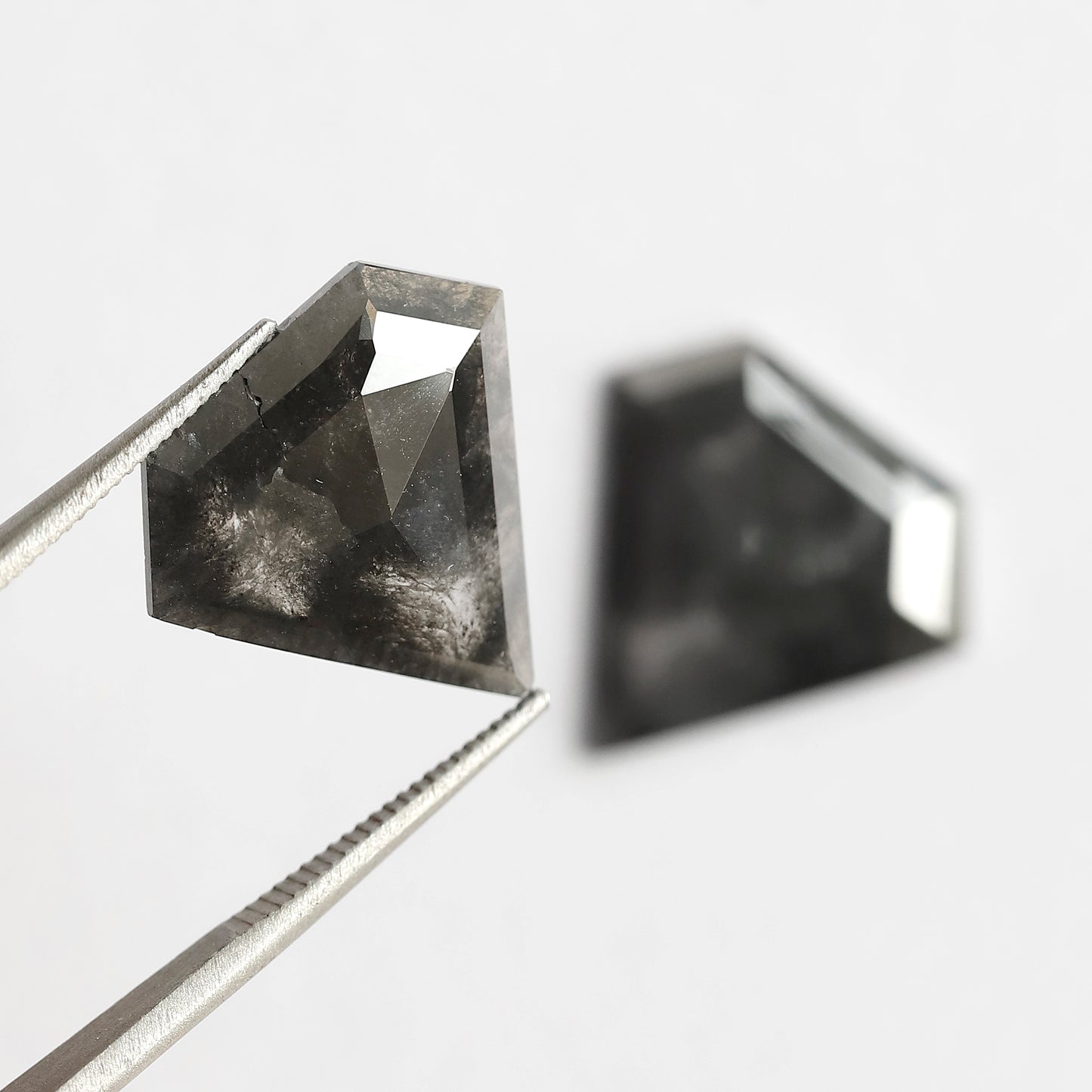 Pair Of 6.79 CT Diamond Shape Loose Natural 13.50 MM Dark Stormy Gray Color Salt and Pepper Diamond For Jewelry