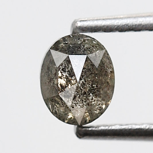 0.44 Ct 4.90 MM Oval Shape Salt and Pepper Diamond Loose Natural Grey Black Color Diamond