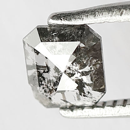 0.51 CT Natural Grayish Black Salt And Pepper Diamond , Stunning Emerald Shaped Natural Diamond , Emerald Shape Diamond For Proposal Ring