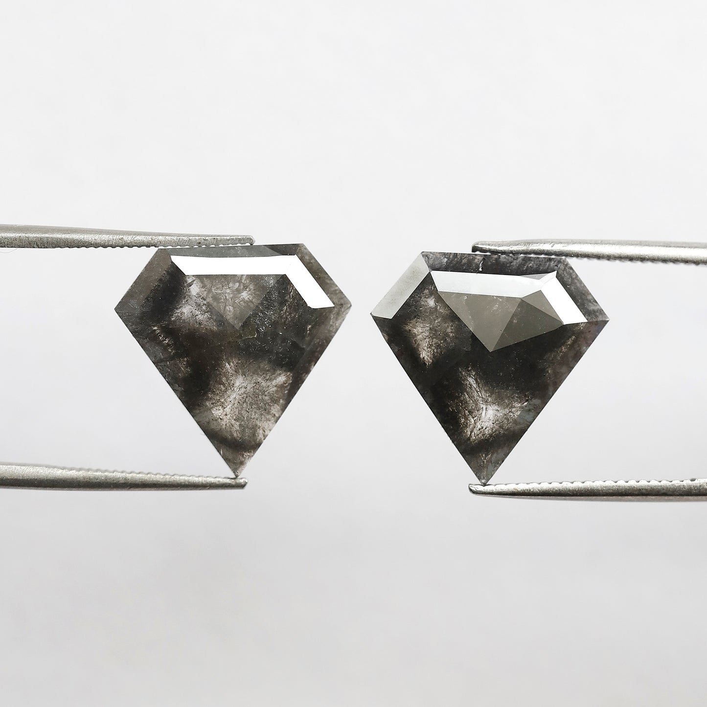 Pair Of 6.79 CT Diamond Shape Loose Natural 13.50 MM Dark Stormy Gray Color Salt and Pepper Diamond For Jewelry