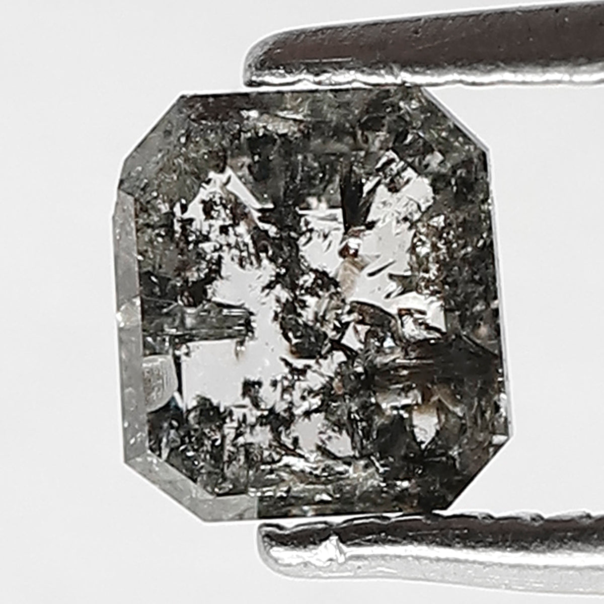 0.51 CT Natural Grayish Black Salt And Pepper Diamond , Stunning Emerald Shaped Natural Diamond , Emerald Shape Diamond For Proposal Ring
