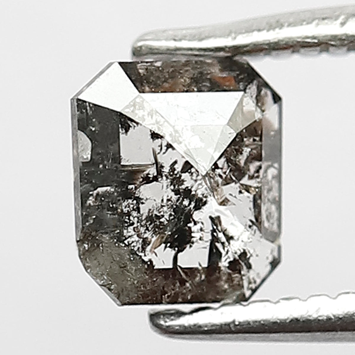 0.51 CT Natural Grayish Black Salt And Pepper Diamond , Stunning Emerald Shaped Natural Diamond , Emerald Shape Diamond For Proposal Ring