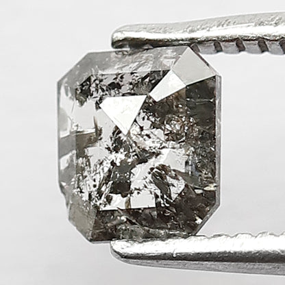 0.51 CT Natural Grayish Black Salt And Pepper Diamond , Stunning Emerald Shaped Natural Diamond , Emerald Shape Diamond For Proposal Ring